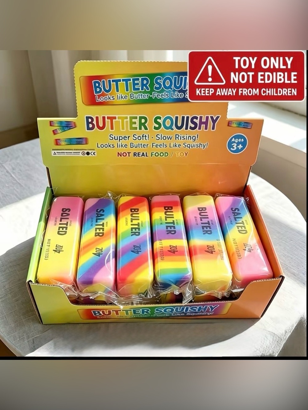 3 Pack Rainbow Butter Stick Squishy Toy Slow Rising Stress Relief Squeeze Toy⁠